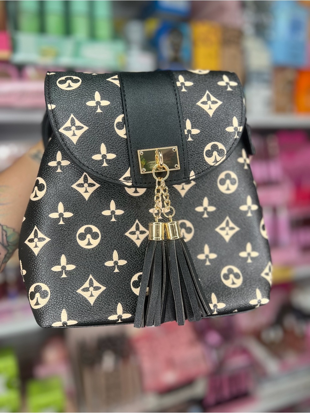 Black Tassel Backpack Handbag - Designer-Inspired